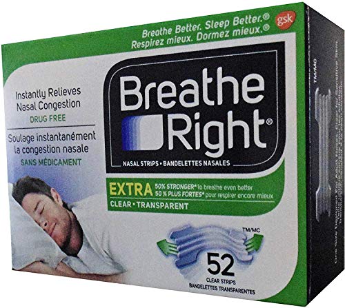 Breathe Right Extra Nasal Strip,(Clear), 52 Strips (Value Pack)