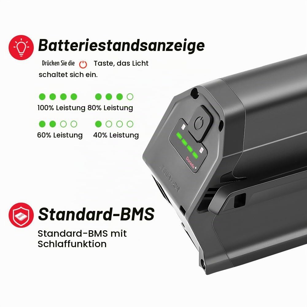 SEASON Ebike Akku 48V 13Ah 16Ah - Ersatzbatterie Semi-Intube Akku REENTION Dorado Plus für E-Bikes Pedelecs von vons NCM, LLobe, Fitifito, DeHawk