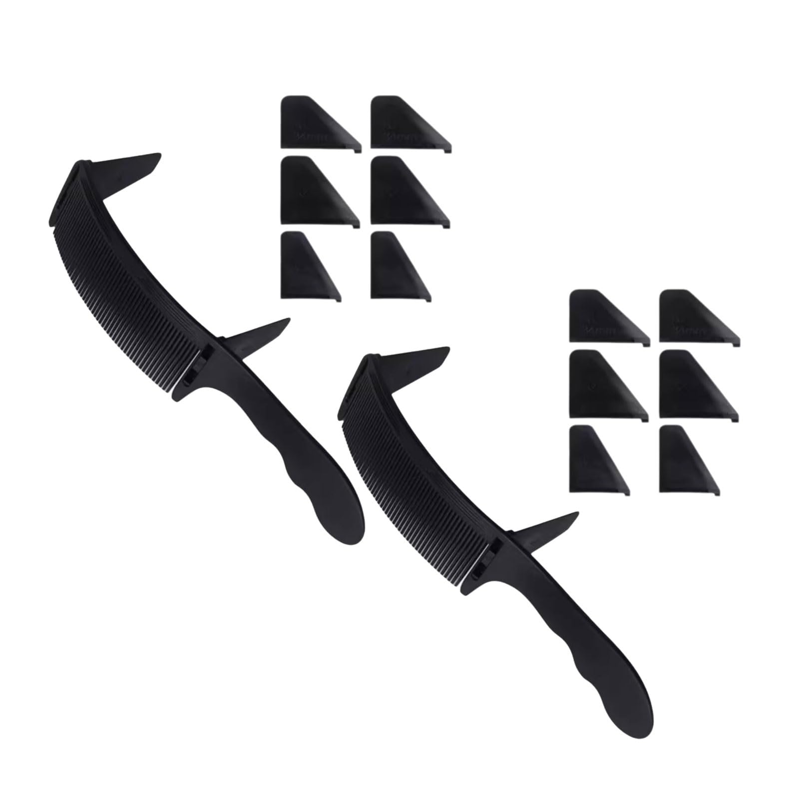 Léger Peigne en résine à long manche for hommes, brosse à cheveux démêlante de positionnement réglable en forme de S, multi-usages multifonctionnel(Svart,2 pcs)