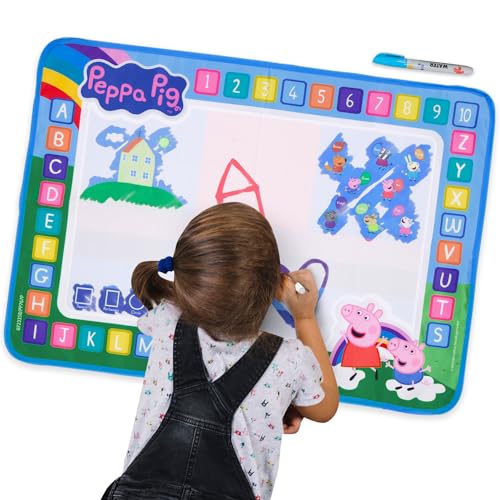 Image of Kids Toys Water Doodle Mat - Peppa Pig Reusable Painting Writing Color Doodle Mat Drawing Board, Toddler Educational Toys for Age 3 and Up Year Old Girls & Boys (50cm x 70cm)