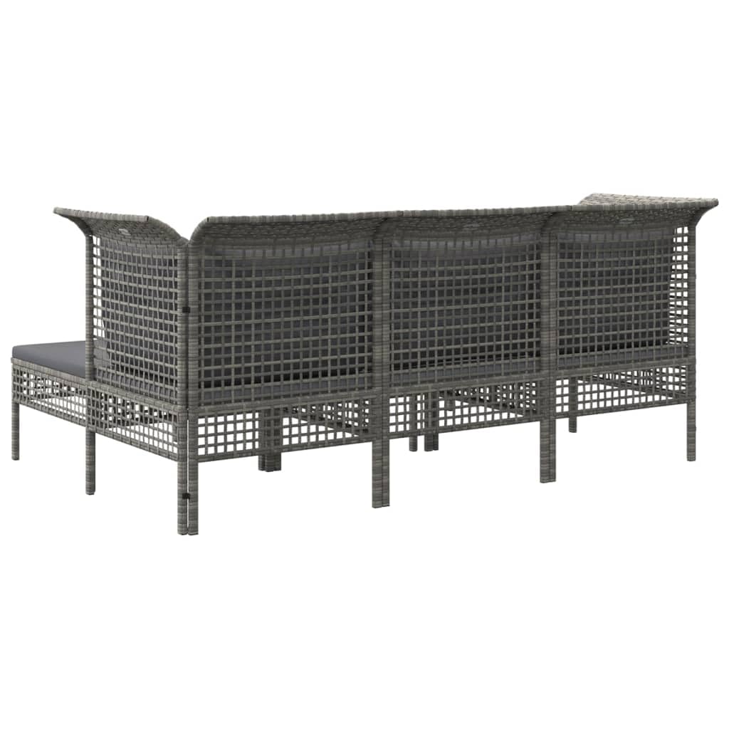 Set de Muebles de jardín de ratán sintético Gris con Cojines, 5 Piezas, Estructura de Acero Resistente, Ideal para terraza, Patio, balcón y Zona de Ocio al Aire Libre