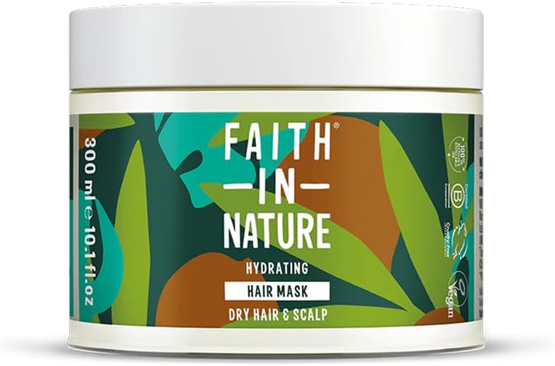 Organic Coconut and Shea Butter Hair Mask, Hydrating for Dry Hair & Scalp, Vegan and Cruelty Free, No SLS, Silicones or Parabens, 300 ml, Pack of 1