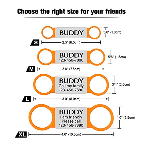 TagME 2er Pack Hundemarke/Hundemarke mit Gravur für Hunde für Kleine und Mittelgroße Hunderassen, Personalisierbar, Orange, XL