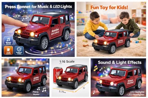Image of Thar Roxx Metal Light and Sound Toys Car Diecast Toy Car for Kids 1:36 Scale Model Metal Pull Back Sports Car Boys