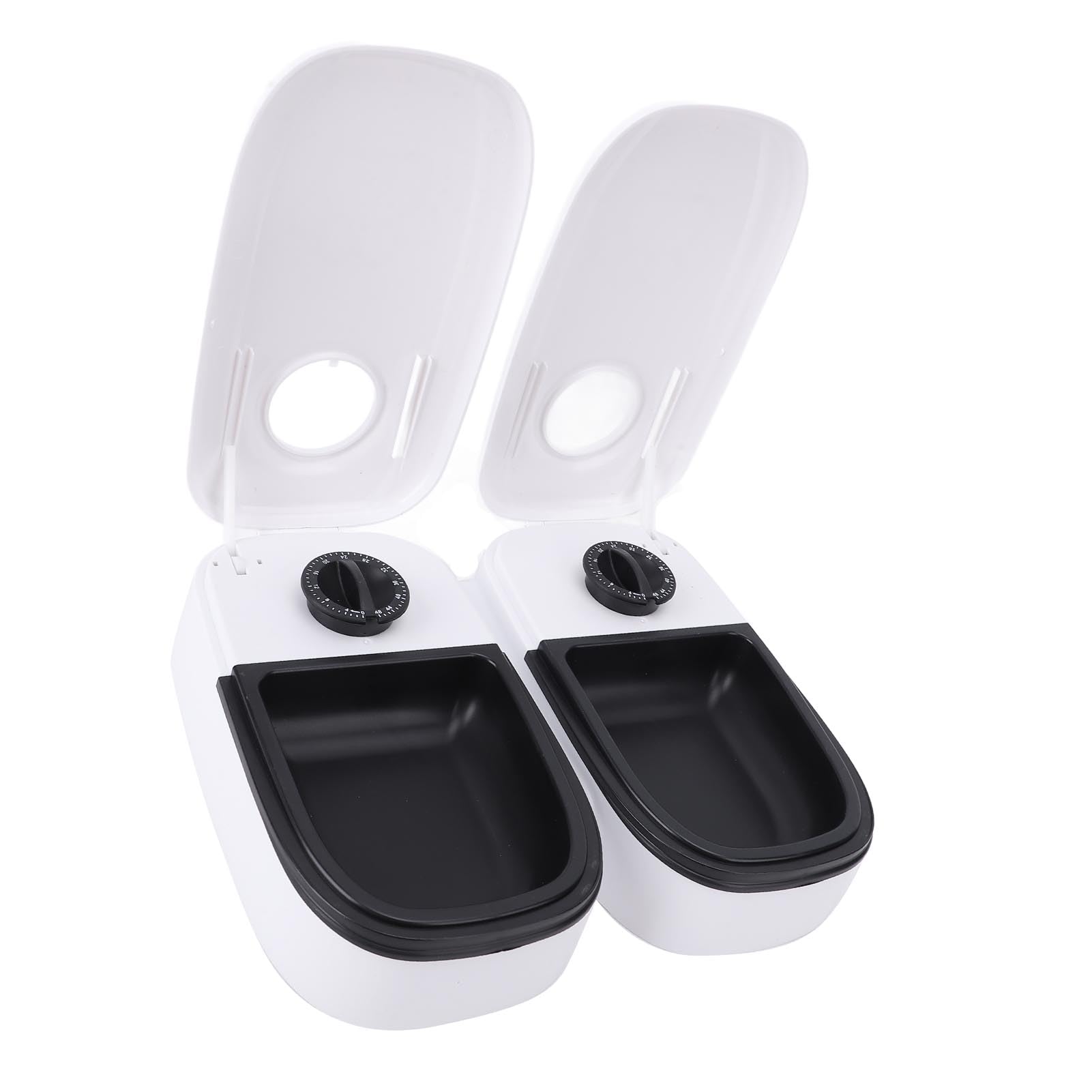 Generic Alimentatore Automatico per Cani e Gatti per 2 Pasti Alimentazione Temporizzata Fondo Antiscivolo Cibo Secco Umido Ciotole Separate Dispenser di Cibo per Animali Domestici per Programma di