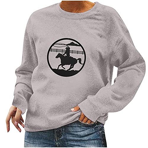squarex Mujeres Camisas Venta Liquidación Mujeres Manga Larga O Cuello Impresión Casual Camiseta Tops Pullover Blusa Linda para Verano/Otoño Plus Tamaño Camiseta Reino Unido Stock Venta, A#01 Gris, XL Cover