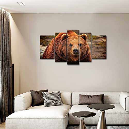 Brown 5 Piece Wall Art Painting Grizzly Bear Prints On Canvas The Picture Animal Pictures Oil For Home Modern Decoration Print Decor For Kitchen #TOP1