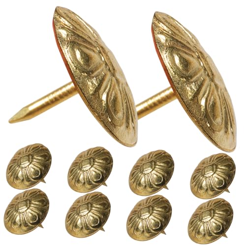 DIKACA 50 Piezas Decoración de sofá de uñas de Burbujas Muebles Clavos para tapicería Tachuelas Decorativas Tachuelas de sofá de tapicería Clavos de tapicería Vintage Planchar Dorado