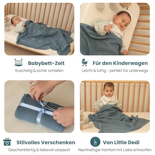Little Dedi Babydecke Alina 80x100 cm – 100% Acryl, Oeko-TEX Zertifiziert, weich, leicht & atmungsaktiv, für Neugeborene… – Ansicht 4