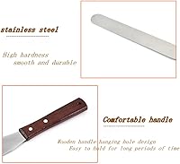 Vista 4 de Paquete de 2 espátulas de acero inoxidable de 6 pulgadas, espátula para decoración de pasteles con mango de madera para untar queso, queso