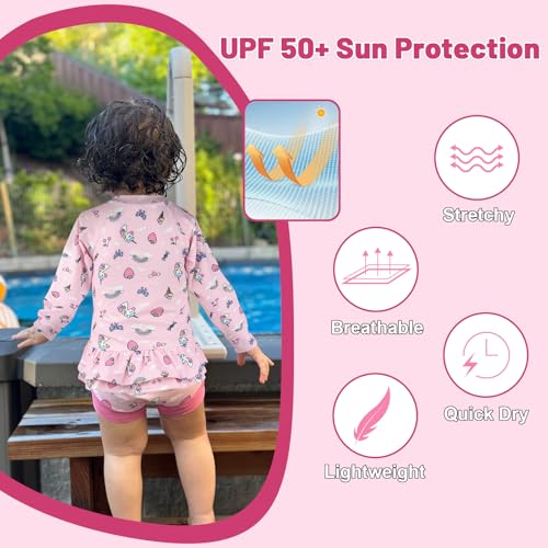 FLYISH DIRECT Traje de baño Infantil bebé niño de 2 Piezas Anti-UV, UPF 50+ Niño Camiseta Natación Manga Larga con Cremallera + Pañal Natación Reutilizable, Rashguard Niño Tiburón Secado Rápido, L