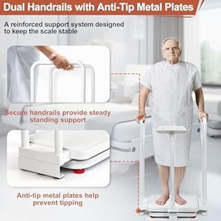 Medical Grade Digital Scale with Handles for Elderly, Height and Weight Scale for Doctor Office, Scale with Height Measurement, 485lbs Weight Capacity, HD LED Display, USB Rechargeable