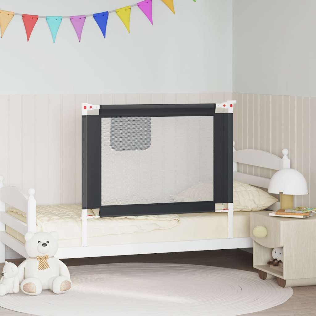 Barrera de protección para niños pequeños, gris oscuro, 100 x 25 cm, tela con ajuste de altura, plegable, para cuna, cama de bebé, cama de padres, seguridad y protección contra caídas al
