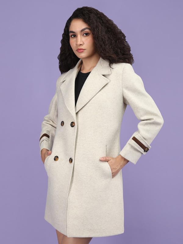 Image of PLAGG Women's Notched Lapel Long Overcoat