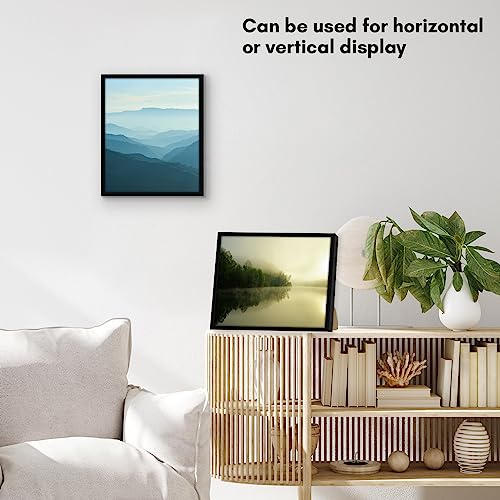 Americanflat 10x12 Picture Frame with Shatter-Resistant Glass - Streamline Collection - Thin Border Photo Frame for Tabletop and Wall Display - Hanging Hardware and Easel Stand Included - Black