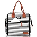 INSMEER Lancheira Bolsa Térmica, Bolsa Térmica Marmita Portátil Para Viagem, Caminhada, Praia, Piquenique, Churrasco, Listras De Zebra, 20 Latas