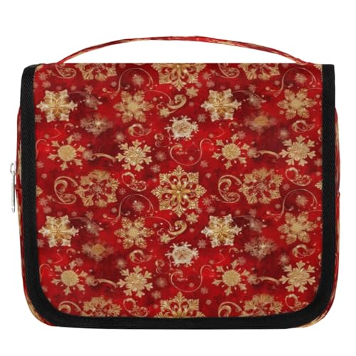 Neceser de viaje con patrón de copos de nieve para mujeres, hombres, niñas, niños, neceser de maquillaje, neceser de maquillaje, organizador de artículos de aseo, color, 4.5 L, Organizador de bolsas