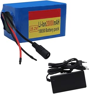 25.2V 20Ah Electric Bicycle Moped Lithium Ion Battery Pack, Built-In BMS, 18650 Lithium Ion Battery Pack, for 200W ~ 500W Motor Electric Bike Motorcycle Scooter