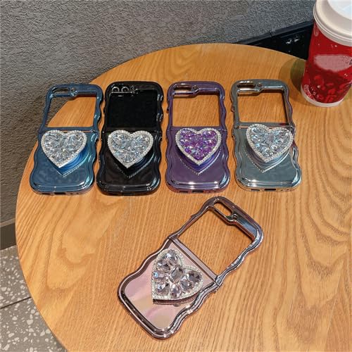 Coque Samsung Z Flip 5 ondulée effet laser et support perles - 6