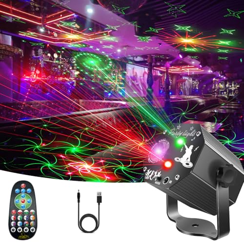 Disco Party Lights Sound Activated DJ Strobe Lights Stage Effects for Kids Home Birthday Parties Decorations Karaoke Xmas Wedding Show Club Indoor Projector 72 Patterns with Remote Contro