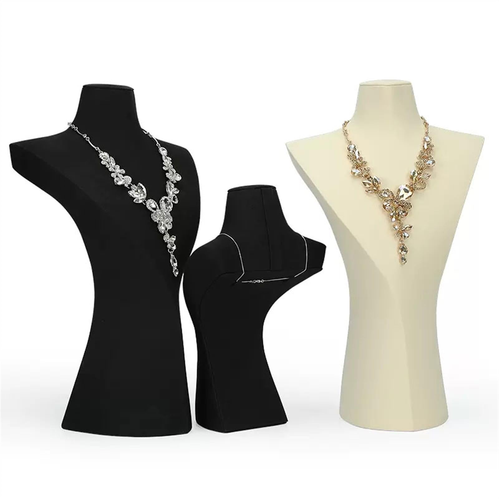 LLXYWJ Espositore per Gioielli in Velluto Nero Busto per Gioielli espositore per collane Fiera Commerciale Collana 3D Porta manichino Pendente per collane espositore per Negozi Eventi spettacoli