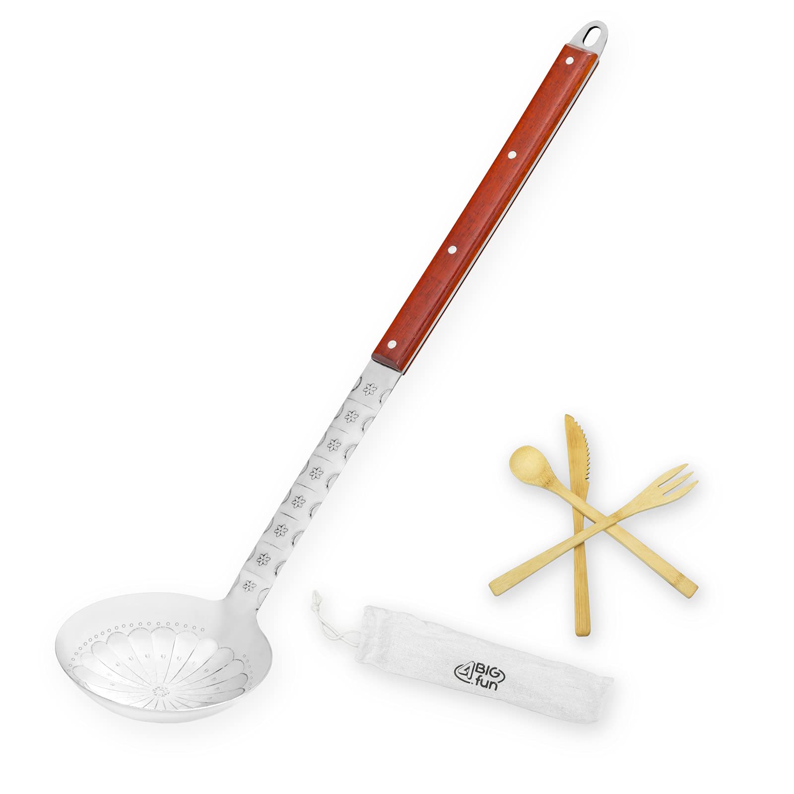 Louche à soupe XXL 61 cm en acier inoxydable pour cuisine et faitout