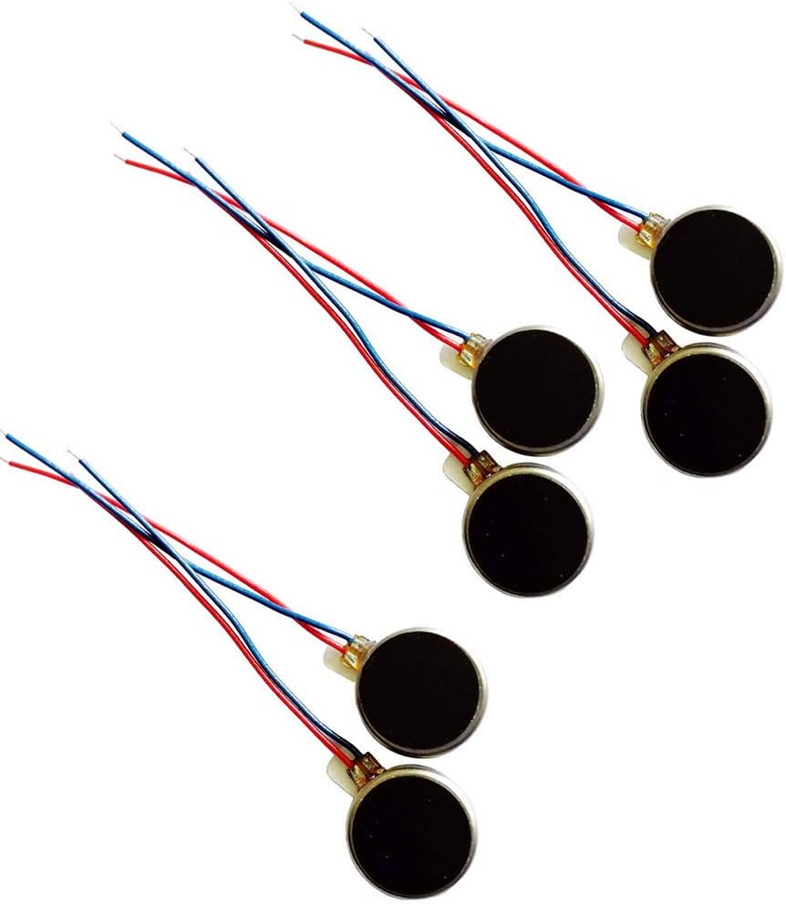 DC 3V 12000RPM Two Wired 10mm x 3mm Coin Cell Phone Vibration Motor for Cell Phone Electronic Device Repair Single Board Computers Project Classroom Project Bristle Bots Cable 6pcs
