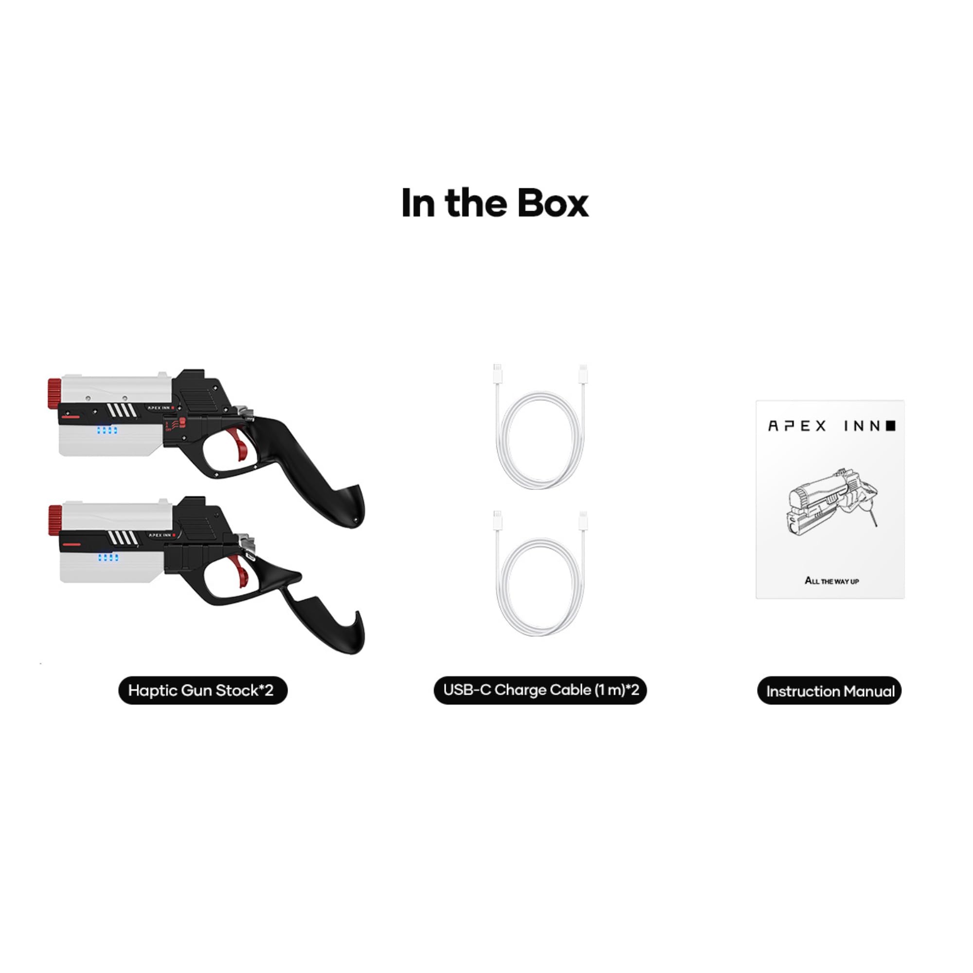 Pistola Háptica Apex INNO con Batería 1500 mAh para Meta Quest 3 - Retroalimentación Táctil Compatible Arizona Sunshine, Pavlov VR, Onward