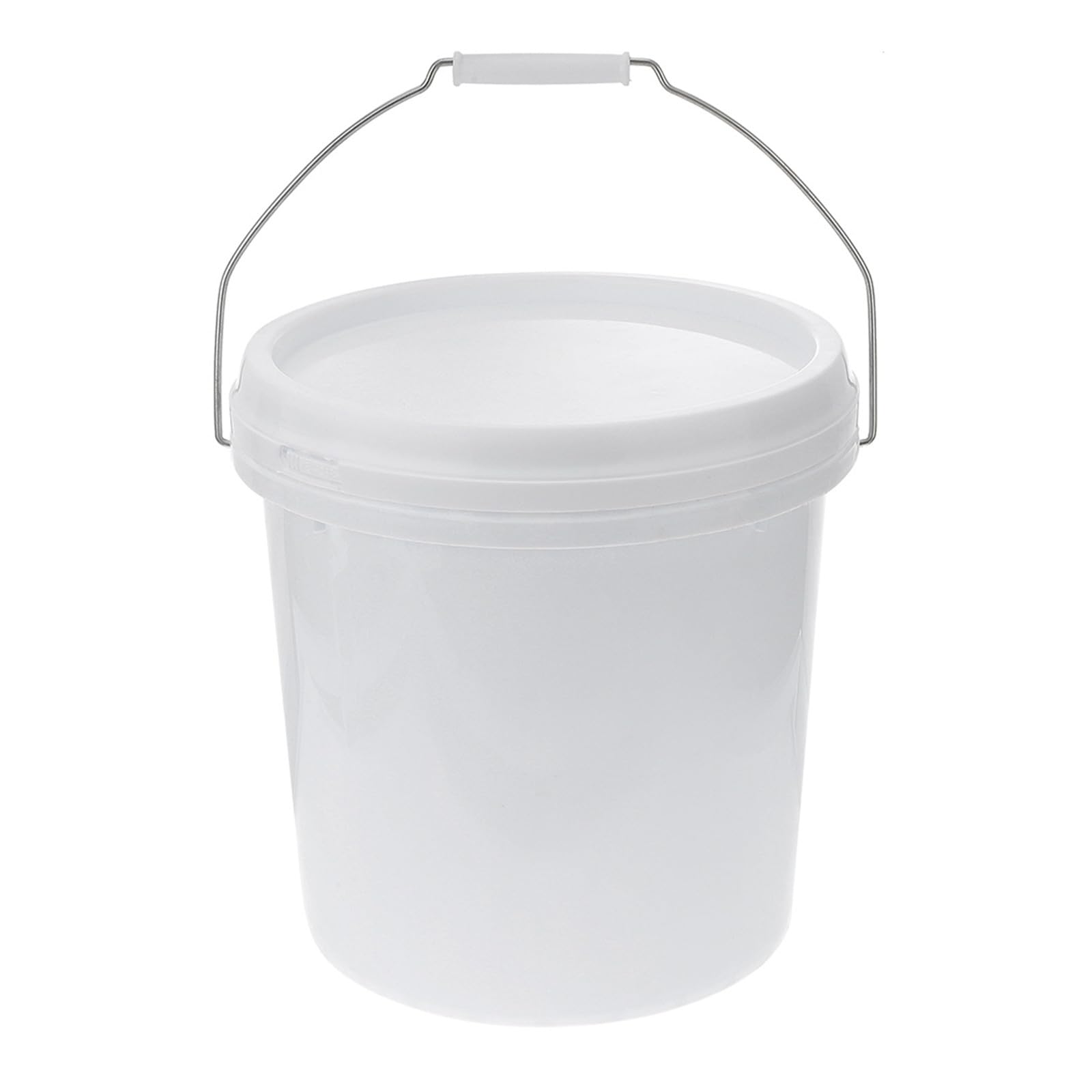 HOMSFOU Secchio di Plastica Bianco da 5l con Coperchio e Manico, Contenitore Sigillato per Liquidi e Alimenti, Secchio Multiuso Resistente per Uso Domestico, Industriale e Pulizia
