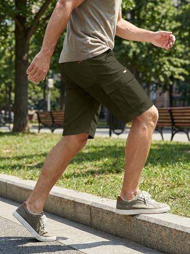 Image of JMIERR Mens Casual Cotton Twill Cargo Shorts Drawstring Classic Chino Stretch Short with 6 Pockets