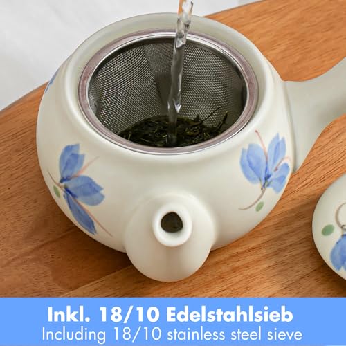 Miniatura 2 de Goodwei Juego De Té Japonés Kyusu Tetera Lateral 320 Ml Con Colador De Acero Inoxidable Y 4 Tazas De Té 110 Ml Auténtico Set De Regalo Con Sencha Orgánica De Japón Rind