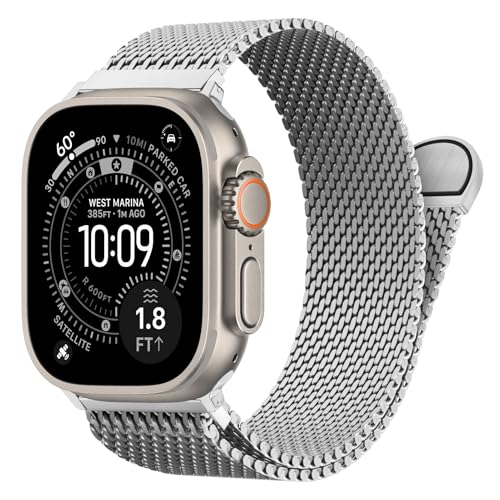 Apple Watch Ultra 3/2�p�~���l�[�[���[�v �o���h 49mm 46mm 45mm 44mm 42mm �j�����p ���C�o�b�N���X�g���b�v �X�e�����X�X�`�[�� ���b�V�����^���o���h iWatch Ultra 3/2/1 Series 11 1
