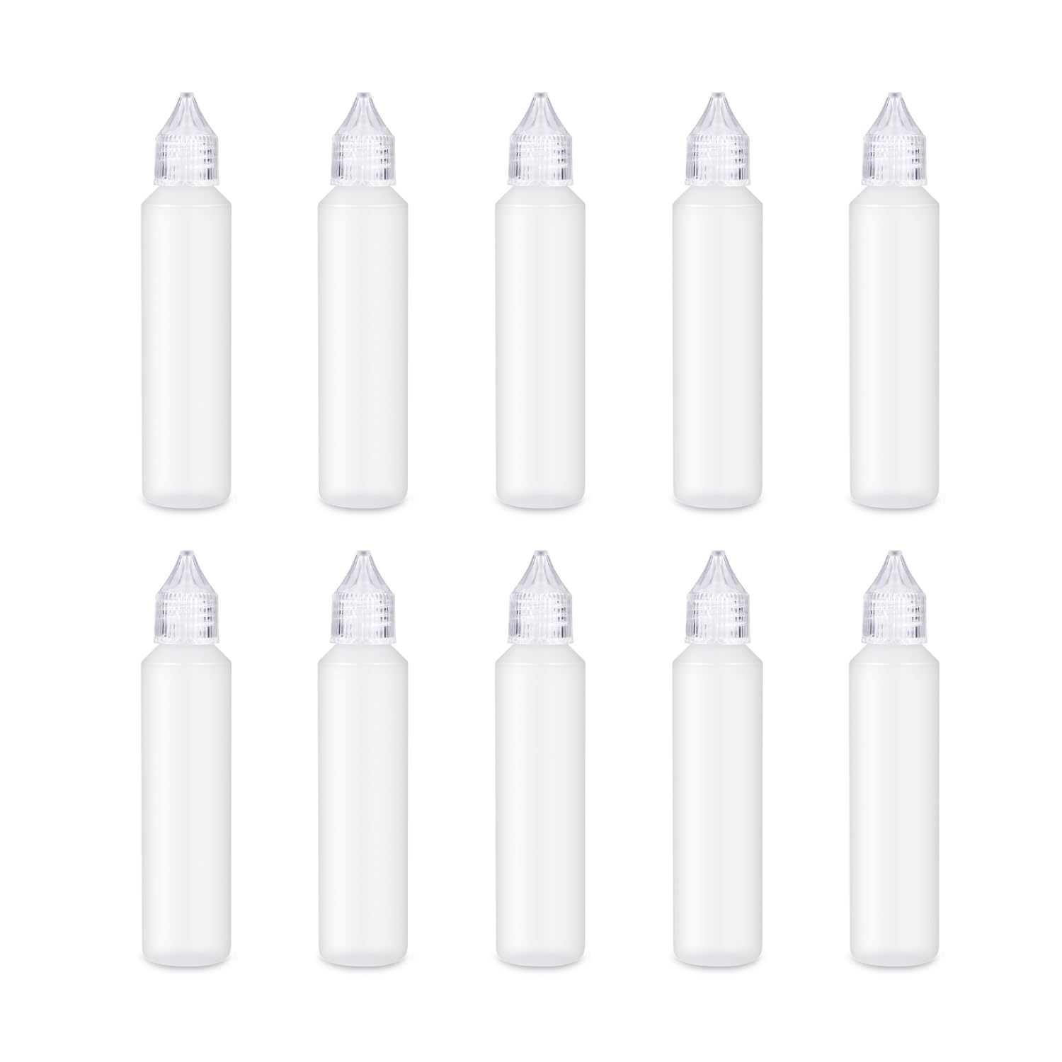 OTCRAFT Confezione da 10 flaconi vuoti da 30 ml con applicatore a punta fine, in plastica, per colla e inchiostro, dispenser di liquidi trasparenti, piccoli progetti di incollaggio, quilling di carta