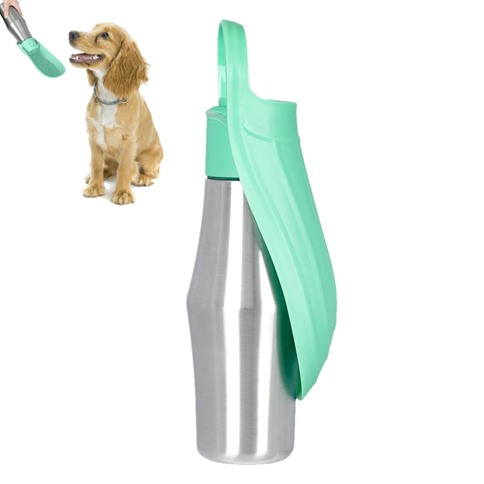 Dog Water Bottles for Walking Foldable, 750ml Stainless Steel Dog Water Bottle Portable Drinking Dispenser, Leak Proof Dog Water Bottle Dog Water Feeder, Pet Drinking Bottle for Outdoor Hiking Travel
