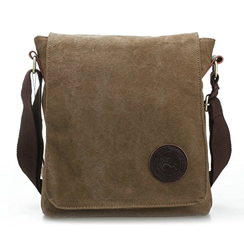 Men Shoulder Sling Satchel Bag Cross Body Canvas Adjustable Belt Coffee Hot