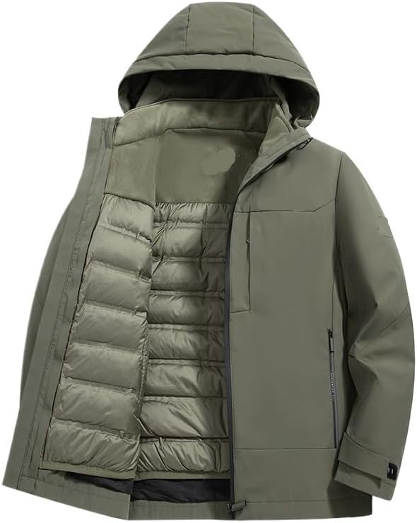 Mens Cropped Solid Color Hooded Down Jacket Autumn Winter Casual Thick Warm Puffer Jackets Coat