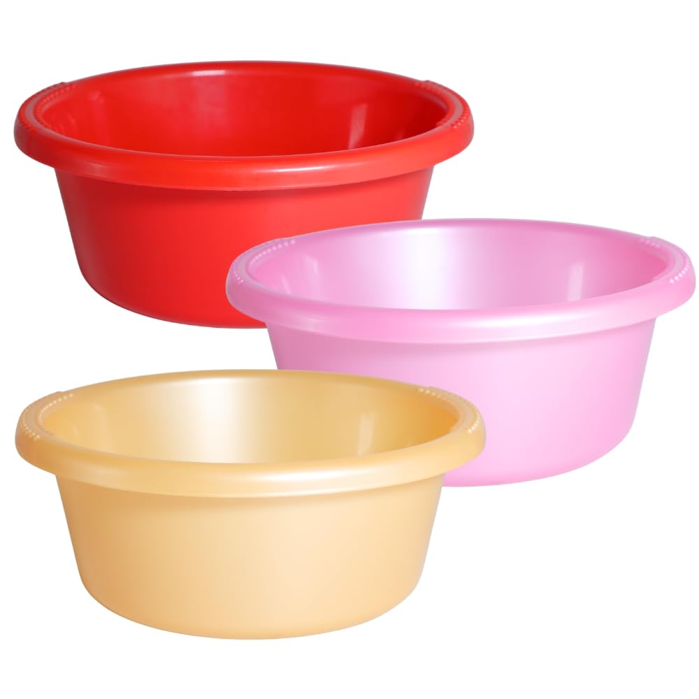 Sunaira Bowlpro Multipurpose Round Plastic Bowl 750 ml for Mixing,Serving,Washing Fruits & Vegetables,Hair Colour and Food Storage|Food Grade,Stackable|Kitchen,Salon|Set of 3|Orange Pink Red-image-31