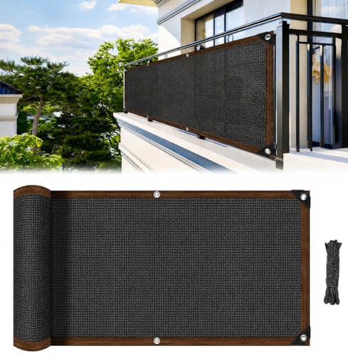 Fence Privacy Screen - RAINFLOW 3'X10' Black Privacy Fence Screen Outdoor Shade Balcony Decor Plastic Mesh Fence Panels Cover Porch Screen Balcony Covers for Apartments,Deck,Backyard,Pool Wall