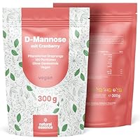 D-Mannose Pulver mit Cranberry - 300g optimal hochdosiert & auflösbar in Wasser - 120 Tage Vorrat, blasenentzündung vegan und Produziert in Deutschland