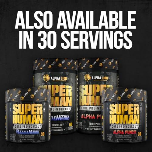 Image of ALPHA LION Core Pre Workout with Creatine for Performance, Beta Alanine for Muscle, L-Citrulline for Pump & Tri-Source Caffeine for Sustained Energy (60 Servings, Razzle Mania)