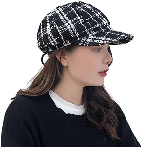Plaid Newsboy hat Striped Visor Beret Cap for Women Girls Tweed Gatsby Paperboy hat Flat Ivy Cap