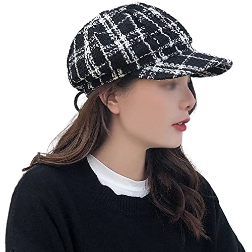 Plaid Newsboy Hat Striped Visor Beret Cap For Women Girls Tweed Gatsby Paperboy Hat Flat Ivy Cap #TOP25