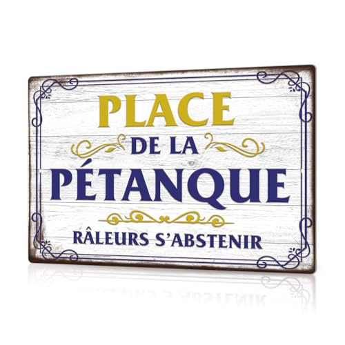 Putuo Decor Plaque Métallique Place de la Pétanque, Panneau Vintage en Aluminium pour Jardin et Terrasse, 30x20 cm