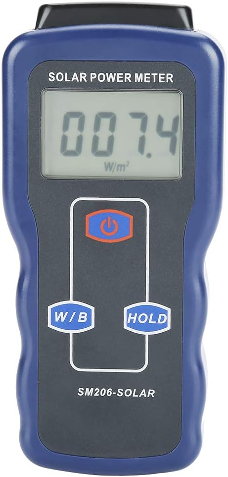 Solar Power Meter, Akozon Sun Light Radiation Testing Measuring Instrument for Solar Energy Research Meteorology Physical Optical Experiments