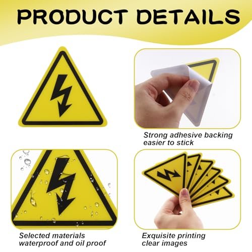 6er-Pack Elektro Warnschild Aufkleber, Hochwertige Folie mit Starkem Kleber, Warnung vor Elektrischer Spannung, Geeignet für Innen und Außenbereich, Gelb mit Blitz-Piktogramm