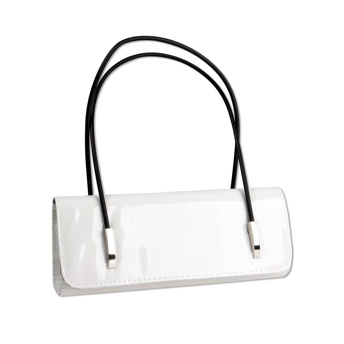 b.m.c BMC Womens Synthetic Patent Leather Evening Clutch w/Black Cord Shoulder Straps - CAPTIVITING WHITE