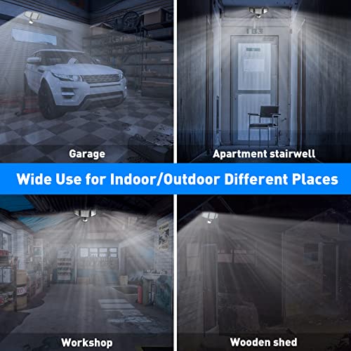 Quncwl Motion Sensor Outdoor Lights Battery Powered - 1000Lm Battery Operated Led Security Light - 5000K Flood Lights Ip65 Waterproof 3 Head Wall Light For Outside Garage Basement Barn #TOP6