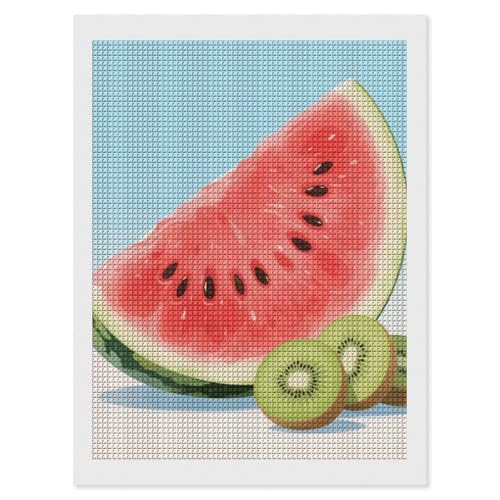 Peinture diamant 5D pastèque kiwi maccbn avec broderie carrée complète