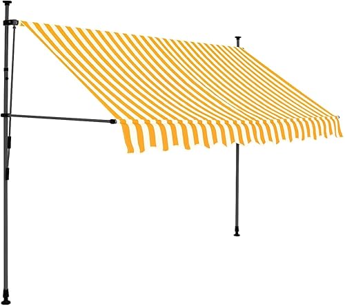 Miniatura 2 de vidaXL Toldo de poliéster retráctil manual resistente a los rayos UV con luces LED de 98.4 pulgadas, ideal para ventana, terraza, balcón en blanco y