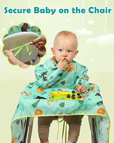 Lictin Coverall Baby Feeding Bibs - 2-Pack Long Sleeve Baby Bibs For Eating, Adjustable Weaning Bibs, Waterproof Bib Attaches And Fully Cover To Baby Highchair And Table #TOP5